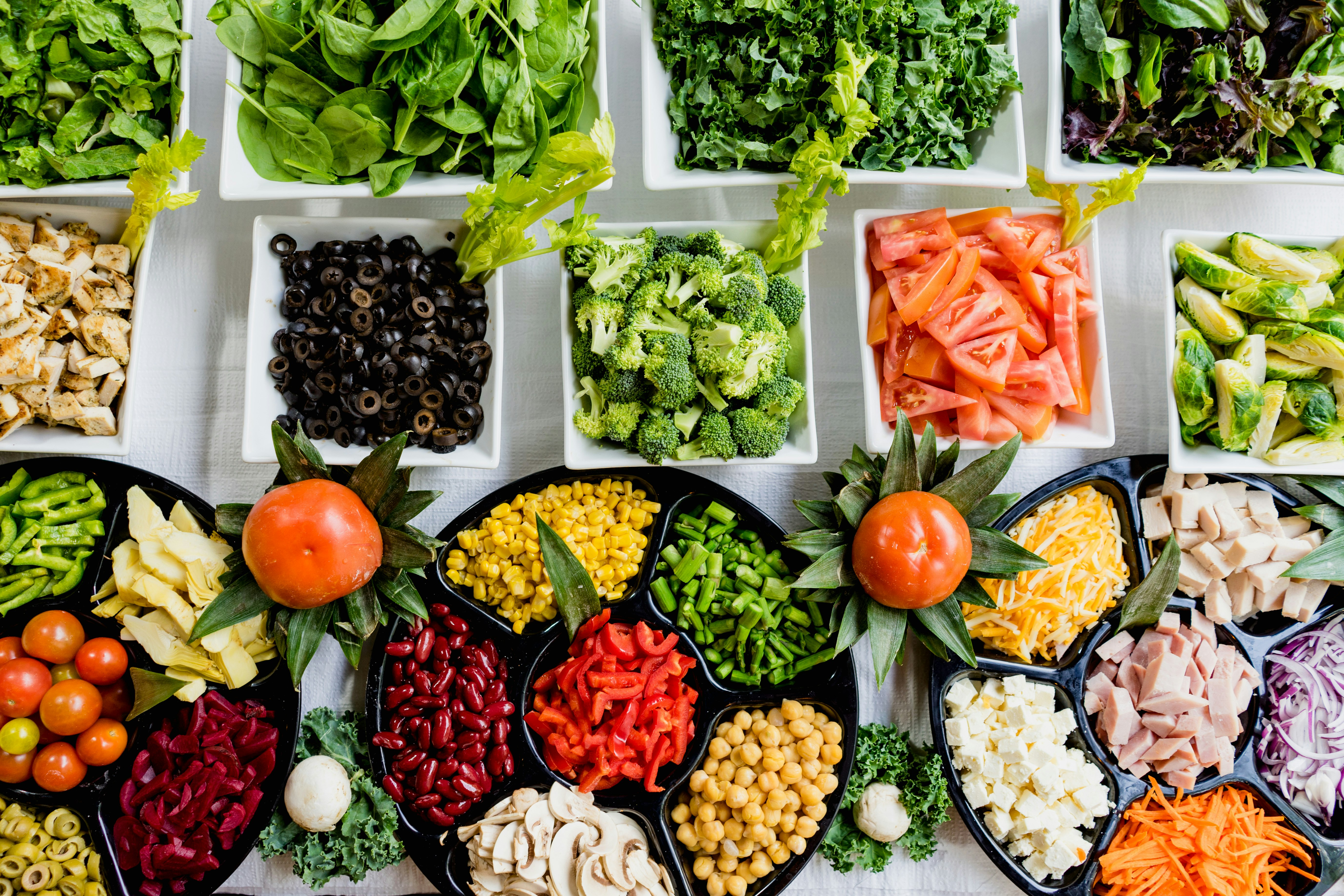 Fresh vegan catering ingredients