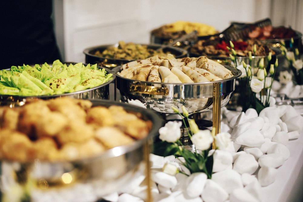 Catering team serving sustainable canapes